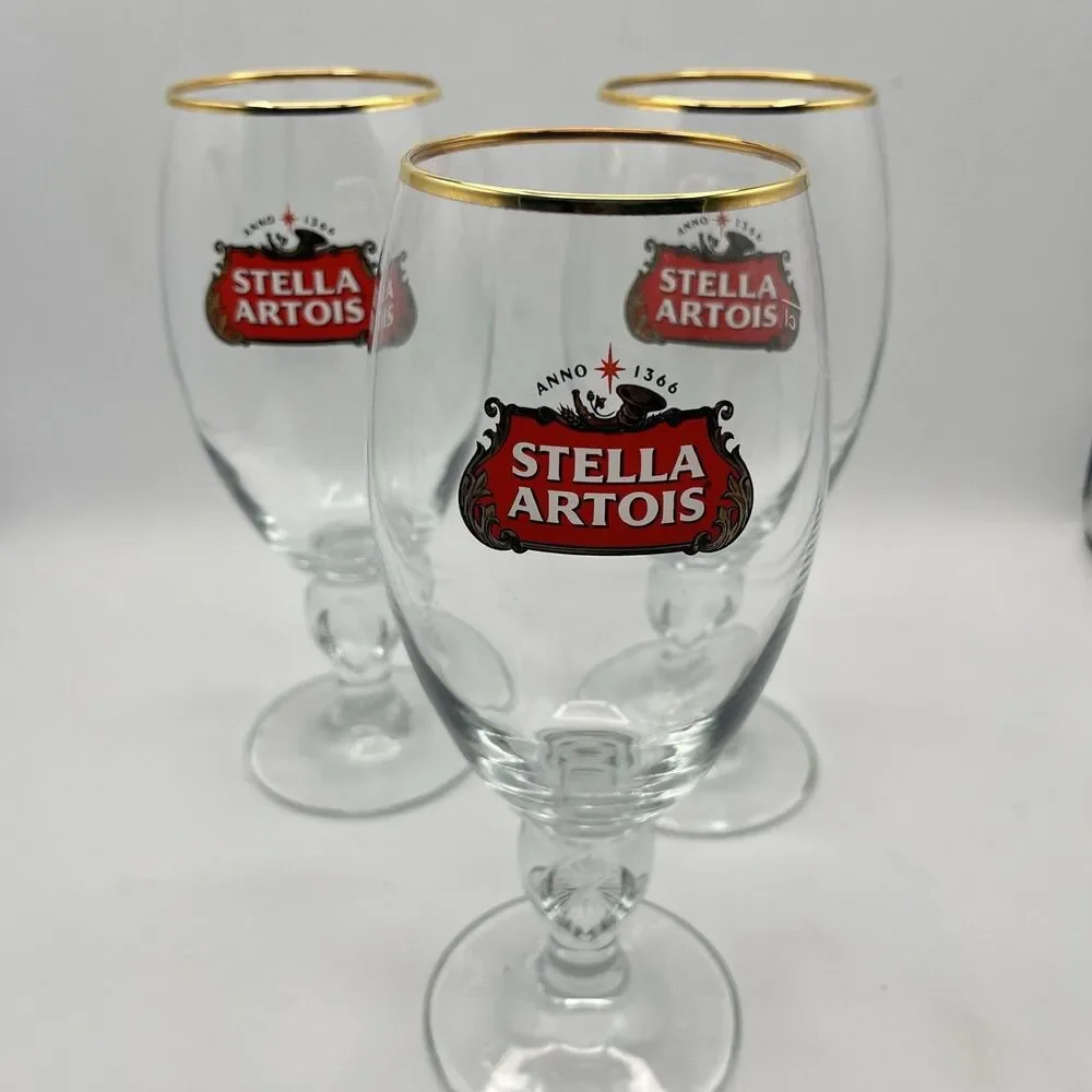 14 oz Stella Artois Belgium crystal mug beer glass 40 cl Lot of 3